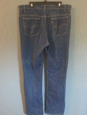 VTG Made In USA Orange Tab Levi's Men's Straight Jeans in Dark Blue Denim 38 34